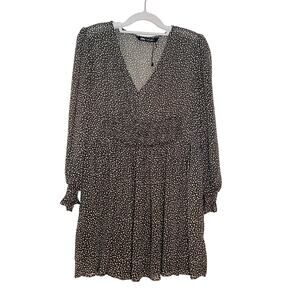 ZARA Mini Dress - Olive with Gathered Waist Detail - Lined Skirt - Size L - NWOT